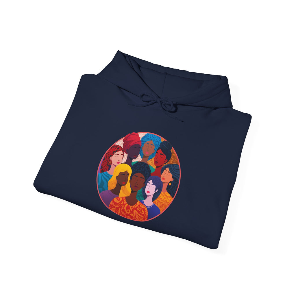 Diverse Women Circle Hoodie — Empowerment Illustration Sweatshirt