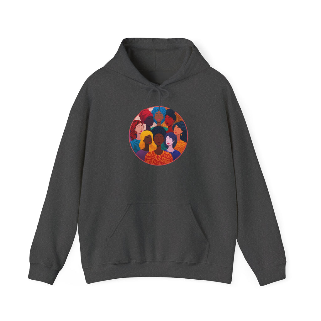 Diverse Women Circle Hoodie — Empowerment Illustration Sweatshirt