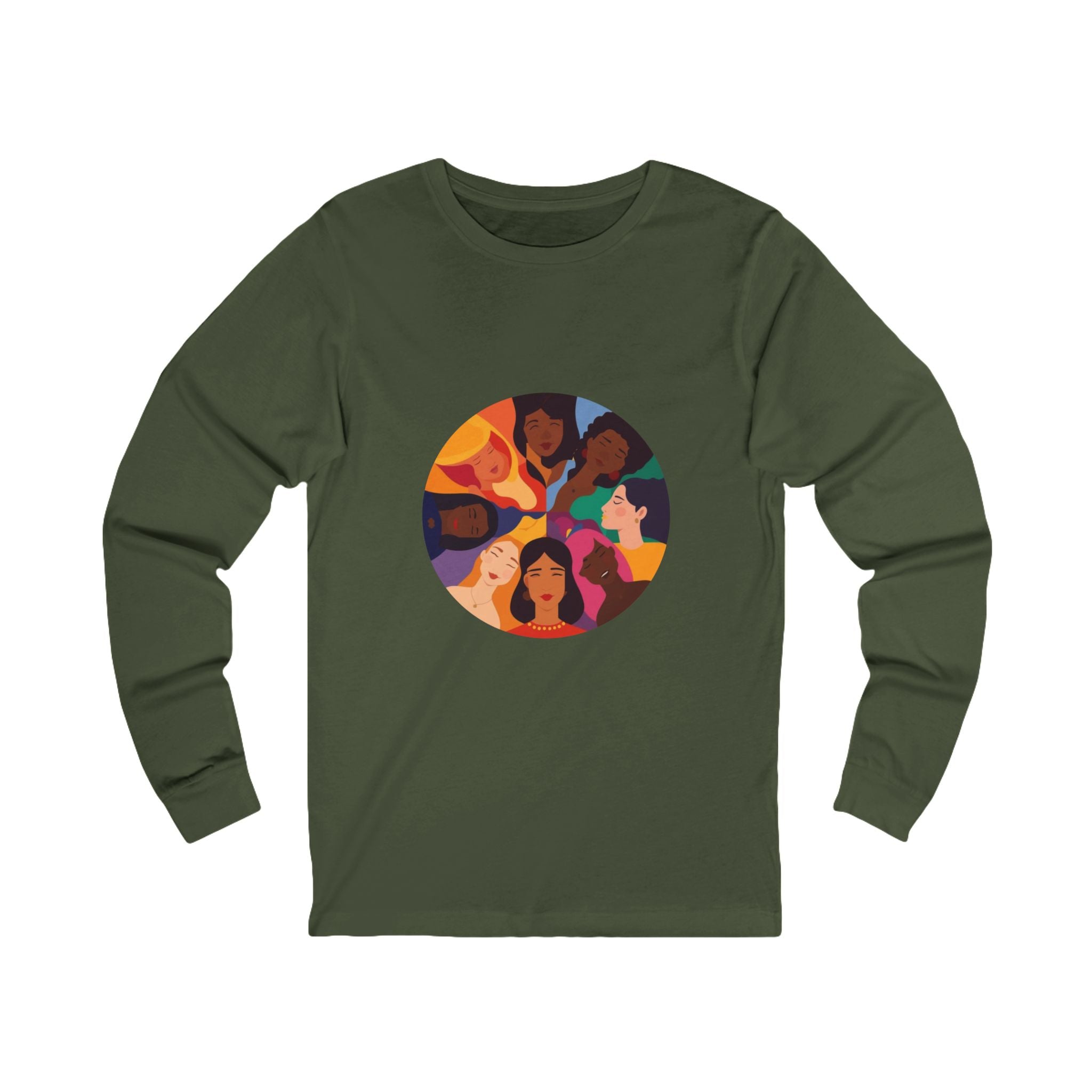 Diverse Women Circle Long Sleeve Tee — Multicultural Female Empowerment Graphic