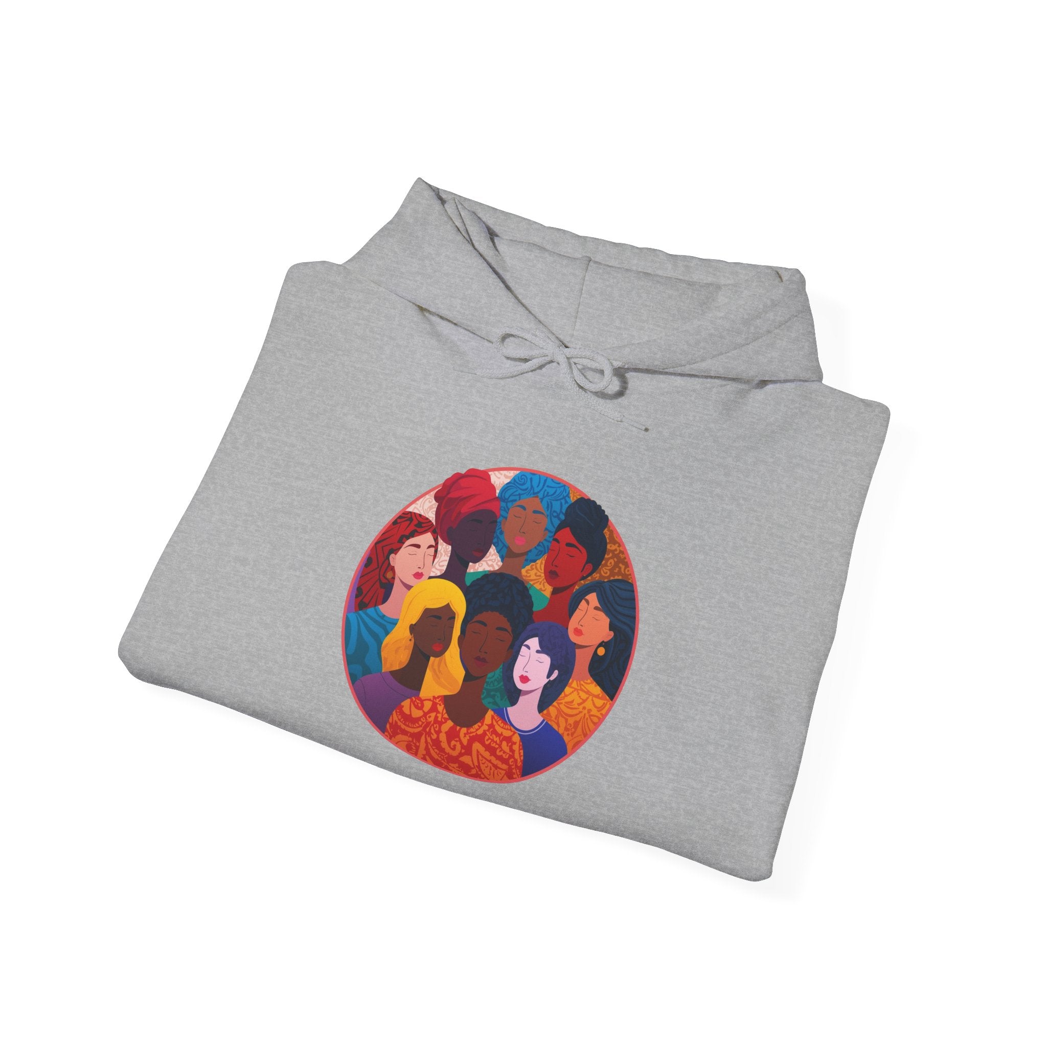 Diverse Women Circle Hoodie — Empowerment Illustration Sweatshirt