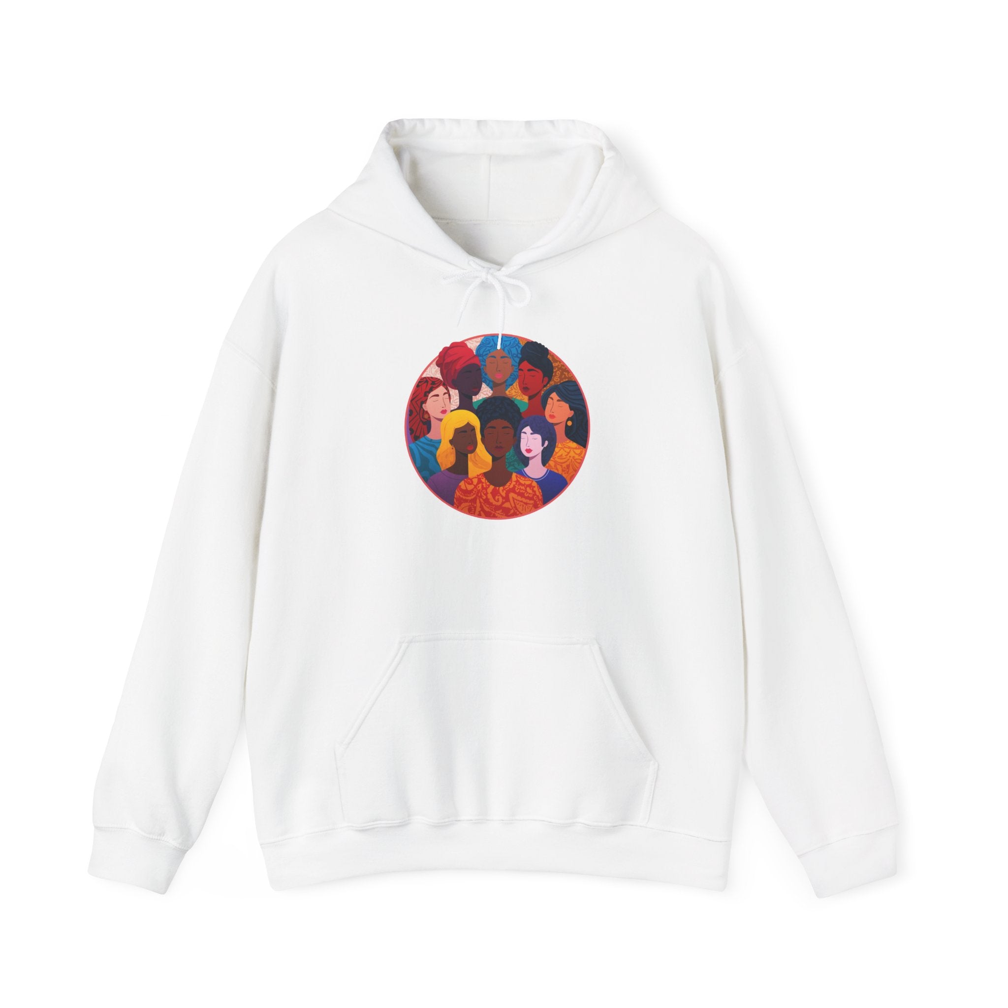 Diverse Women Circle Hoodie — Empowerment Illustration Sweatshirt
