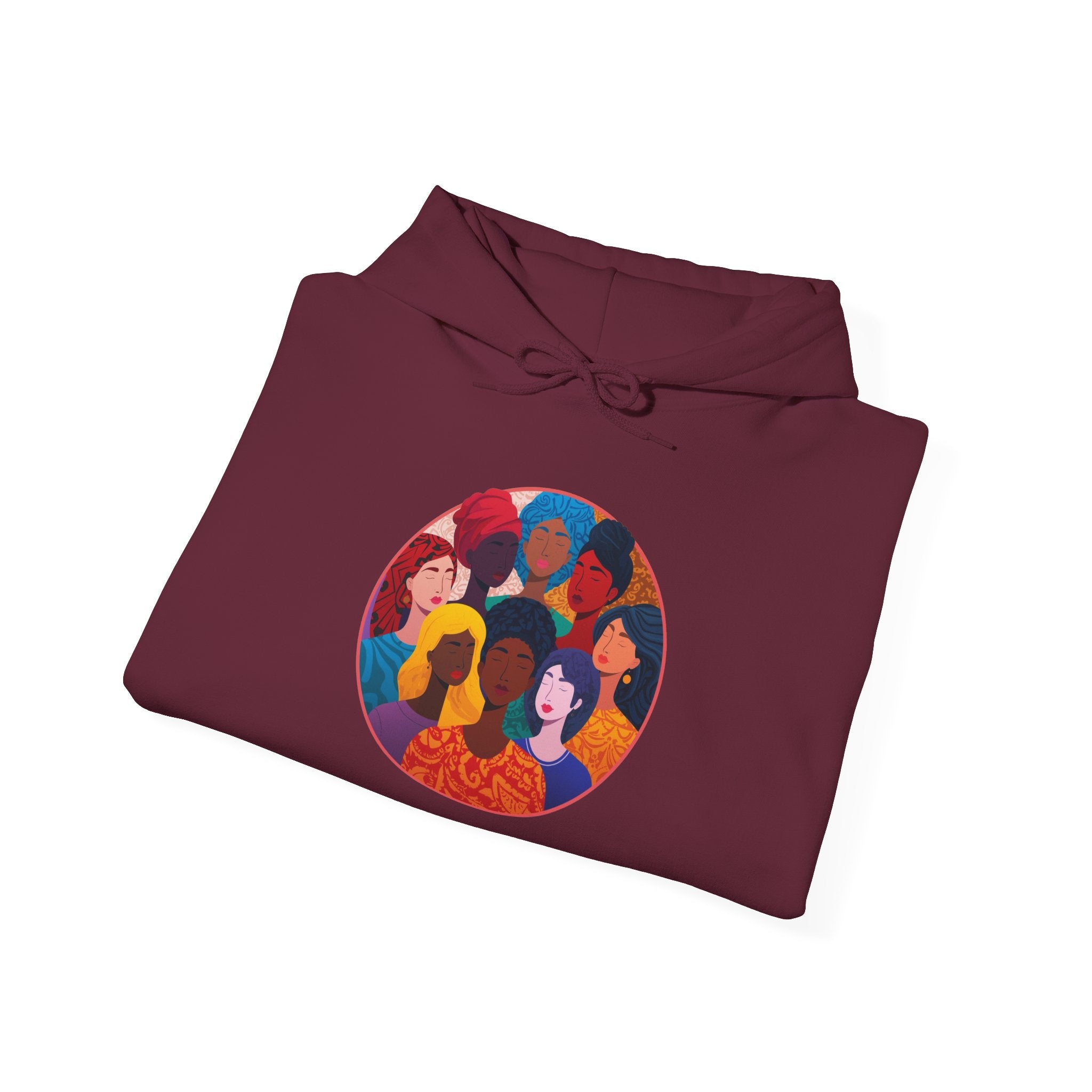 Diverse Women Circle Hoodie — Empowerment Illustration Sweatshirt
