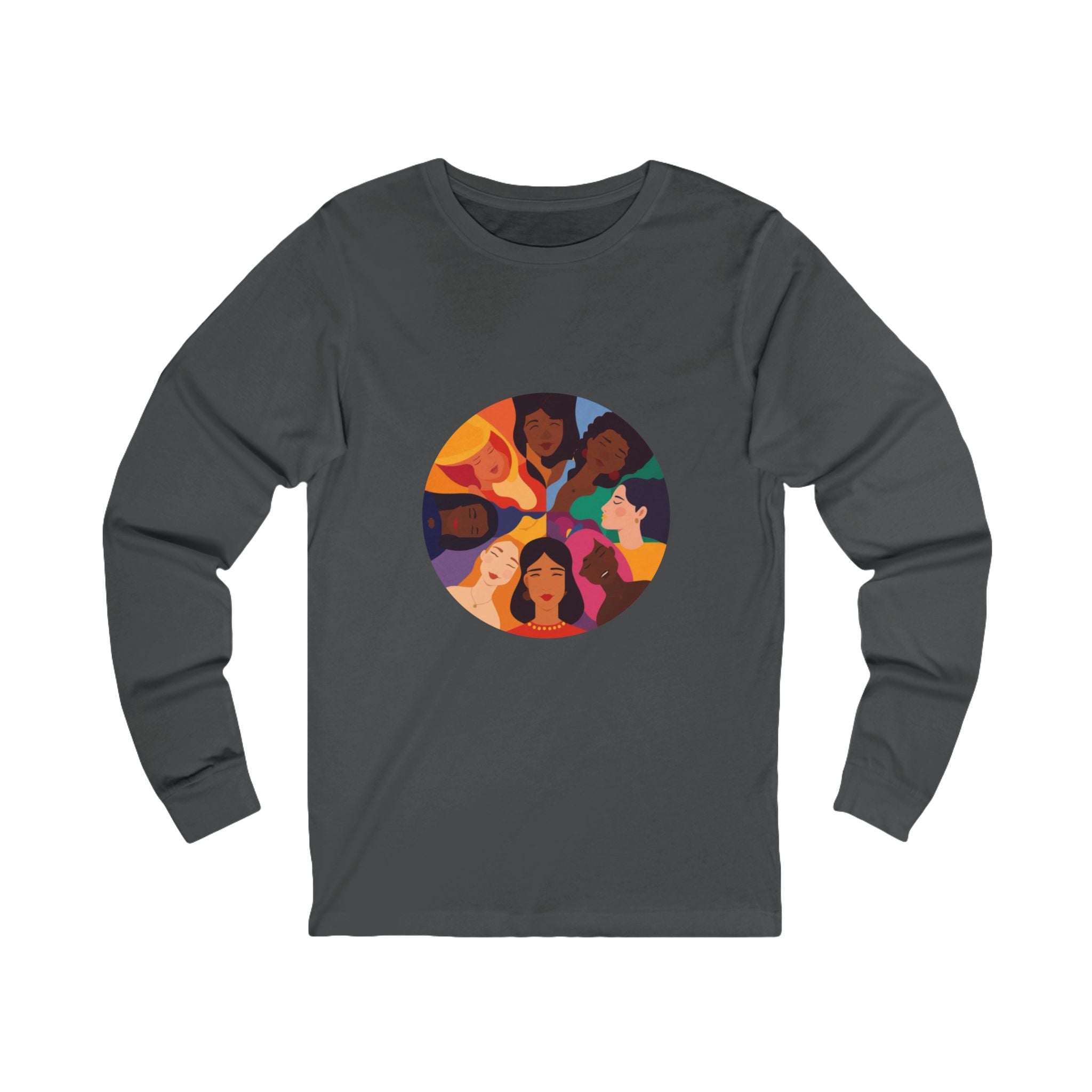 Diverse Women Circle Long Sleeve Tee — Multicultural Female Empowerment Graphic