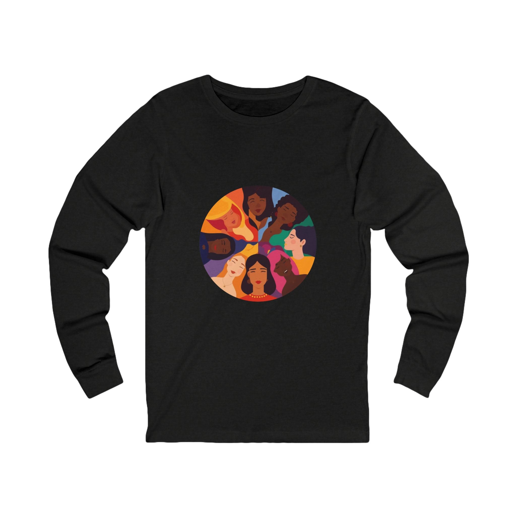 Diverse Women Circle Long Sleeve Tee — Multicultural Female Empowerment Graphic