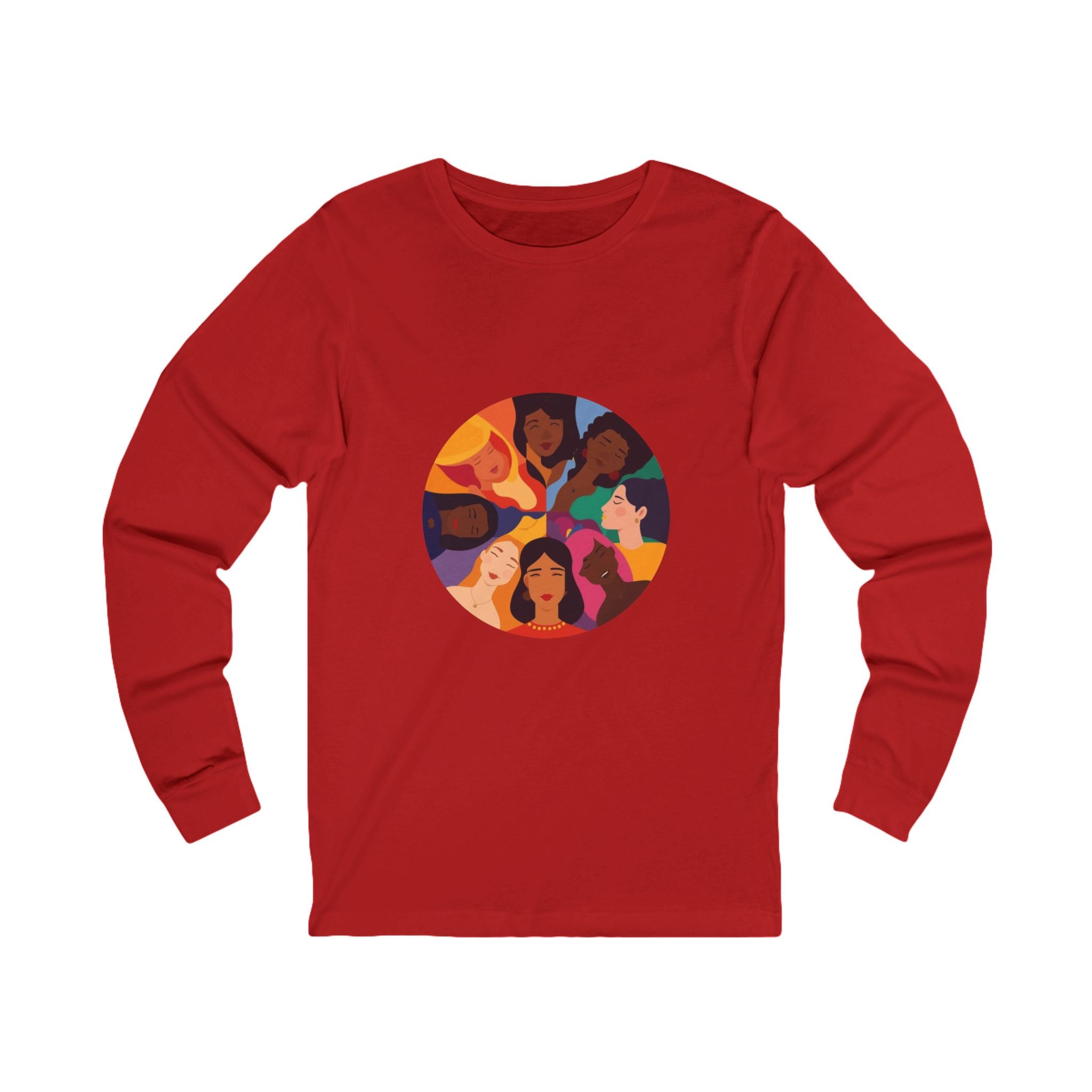 Diverse Women Circle Long Sleeve Tee — Multicultural Female Empowerment Graphic