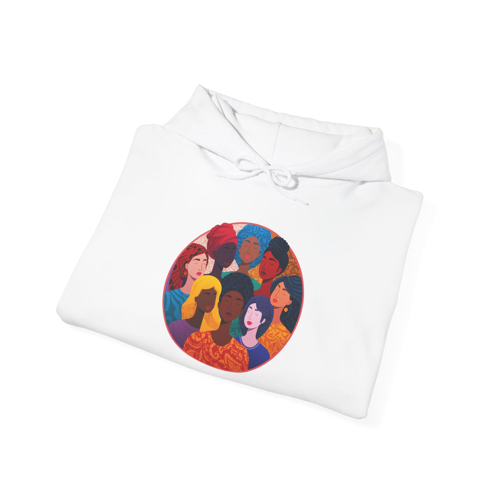 Diverse Women Circle Hoodie — Empowerment Illustration Sweatshirt