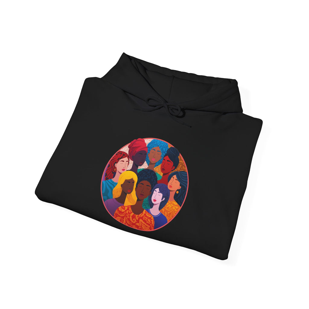 Diverse Women Circle Hoodie — Empowerment Illustration Sweatshirt