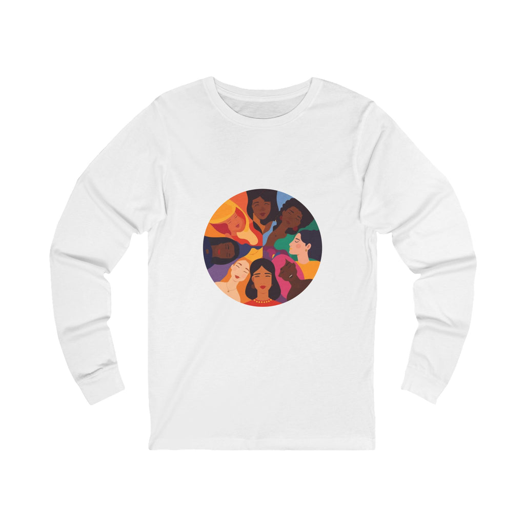 Diverse Women Circle Long Sleeve Tee — Multicultural Female Empowerment Graphic